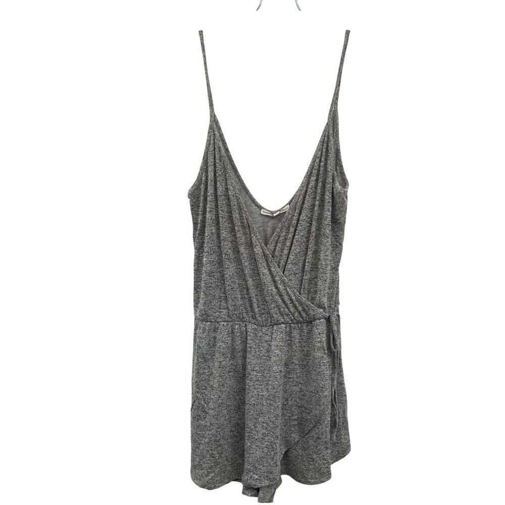 Express Women Faux Wrap Romper Sleeveless Heather Gray Size Small